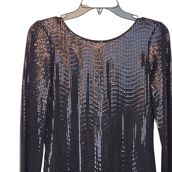 Calvin Klein Little Black Sequined Mini Cocktail Party Dress Low Back Siz 12 NWT - Picture 3 of 12